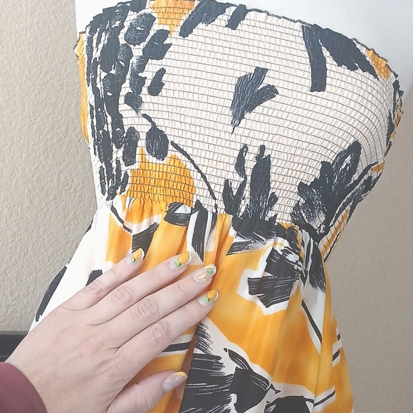 SILK 100%  Floral Strapless Maxi Dress Size Xs Fits 2-8 Stretch Tube Top BGBG - Picture 15 of 17